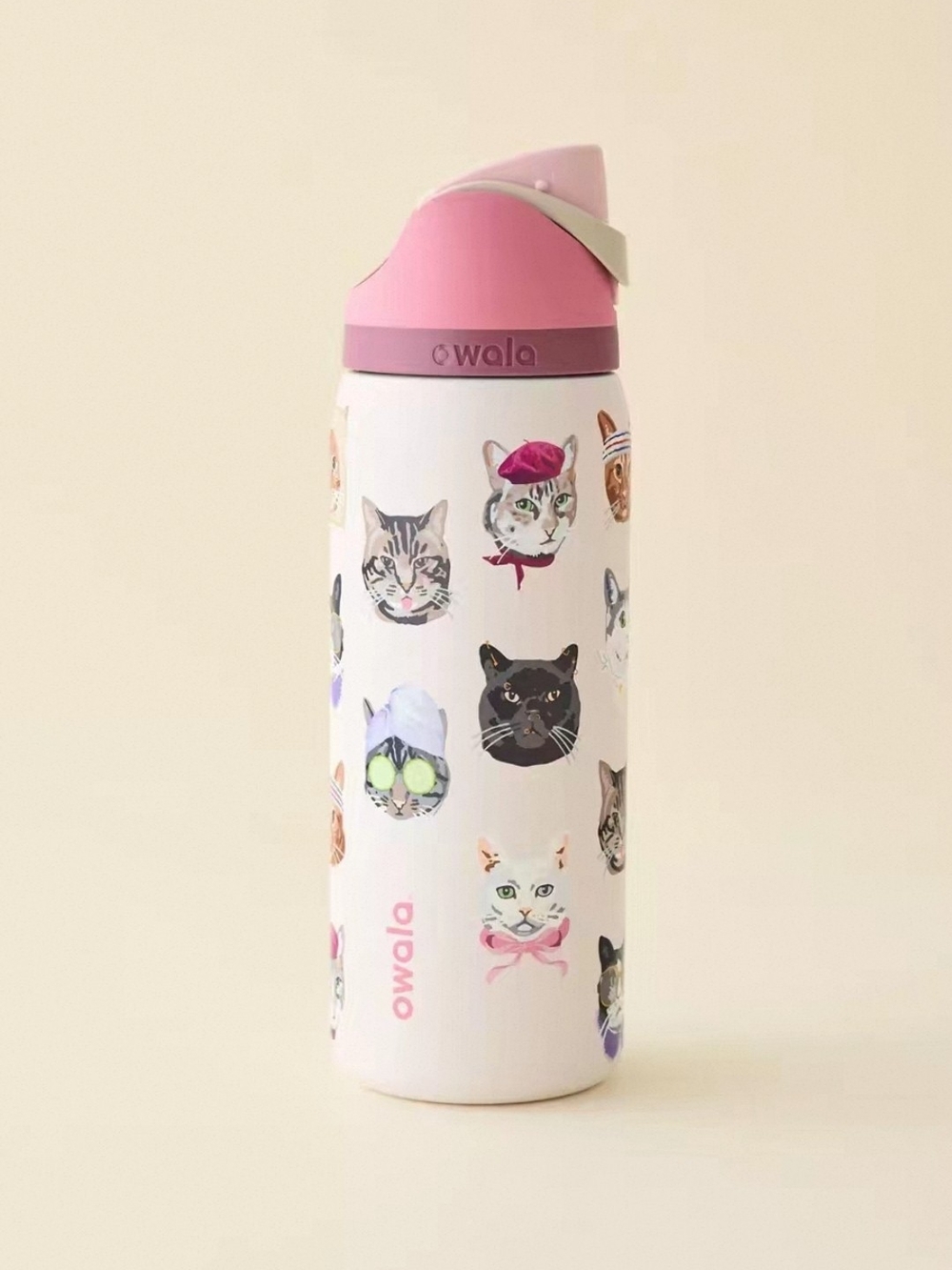 Owala UO Exclusive Cat Collage FreeSip 32oz Pink Limited Edition Insulated Stain